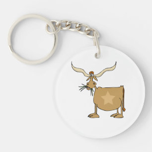 Porte-clés Vache Longhorn du Texas avec étoile