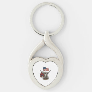 Porte-clés Vache Longhorn Patriotique et Conception Vectoriel