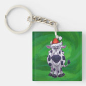 Porte-clés Vache Noël sur vert (Devant)
