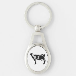 Porte-clés Vache Noir et Blanc Silhouette