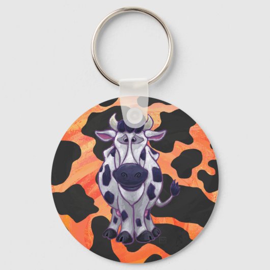 Porte-clés Vache Noir et Orange Wild Me (Recto)
