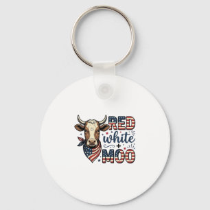 Porte-clés Vache Patriotique Rouge Blanc Moo Chemise 4 Juille