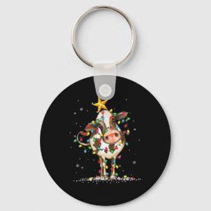 Porte-clés Vache Reindeer Casquette Père Noël Lumières de Noë