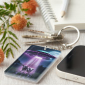 Porte-clés Vache rencontre des aliens. (Devant droit)