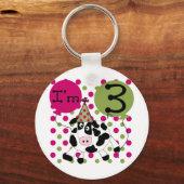 Porte-clés Vache rose 3e Anniversaire Tshirts et cadeaux (Recto)