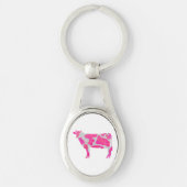 Porte-clés Vache rose chaud et blanc Silhouette (Devant)