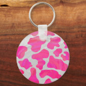 Porte-clés Vache rose et blanc chaud (Recto)