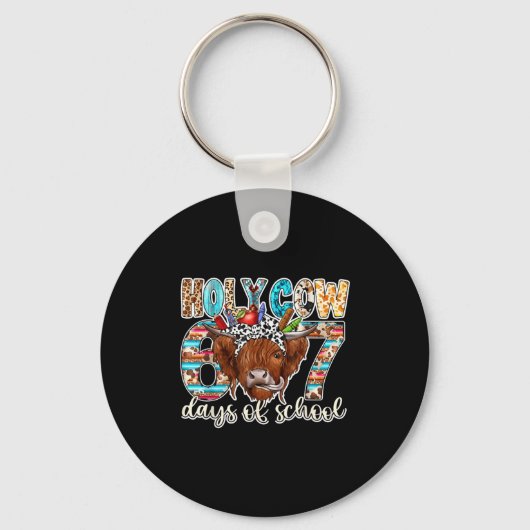 Porte-clés Vache sacrée 67 jours d'école Enseignant Six Sept  (Recto)