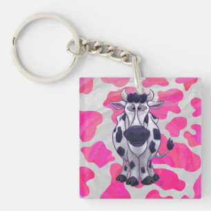 Porte-clés Vache Sauvage Rose et Blanche