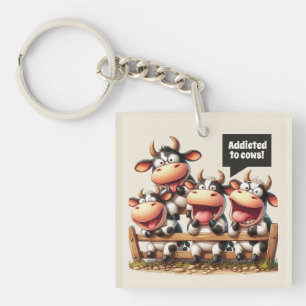Porte-clés Vaches drôle et accro personnalisable