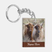 Porte-clés Vaches écossaises traditionnelles personnalisées (Devant gauche)