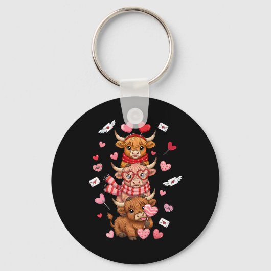Porte-clés Vaches occidentales mignonnes de la Saint-Valentin (Recto)
