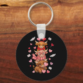 Porte-clés Vaches occidentales mignonnes de la Saint-Valentin (Recto)