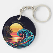 Porte-clés Vague de Surf rétro Sunset (Dos)