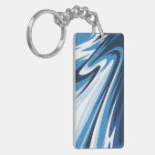 Porte-clés Vague Dynamique Abstrait aux Teintes Bleues (Devant gauche)