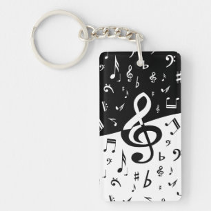 Porte-clés Vague élégante de clef triple noire et blanche