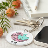 Porte-clés Vague Japonais Rose Wave  (Devant Droit)