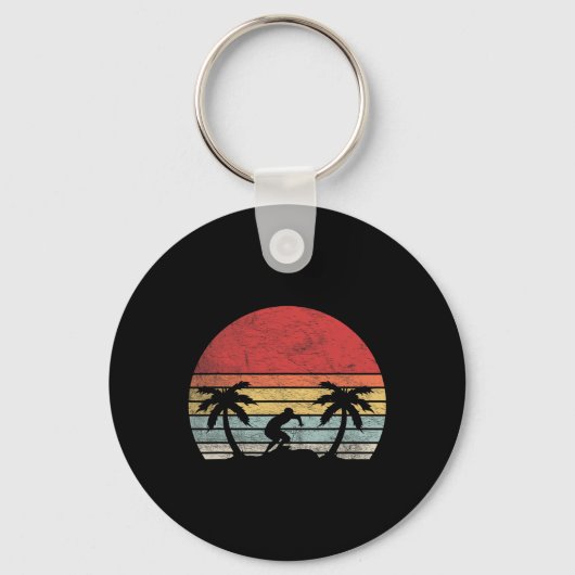 Porte-clés Vague Rétro Surf au Coucher du Soleil (Recto)