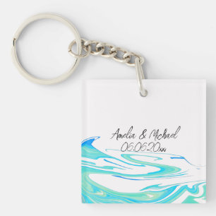 Porte-clés Vague Turquoise Personnalisé