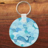 Porte-clés Vagues, baleine, texture bleu enfantine (Recto)