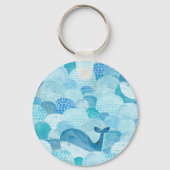 Porte-clés Vagues, baleine, texture bleu enfantine (Verso)