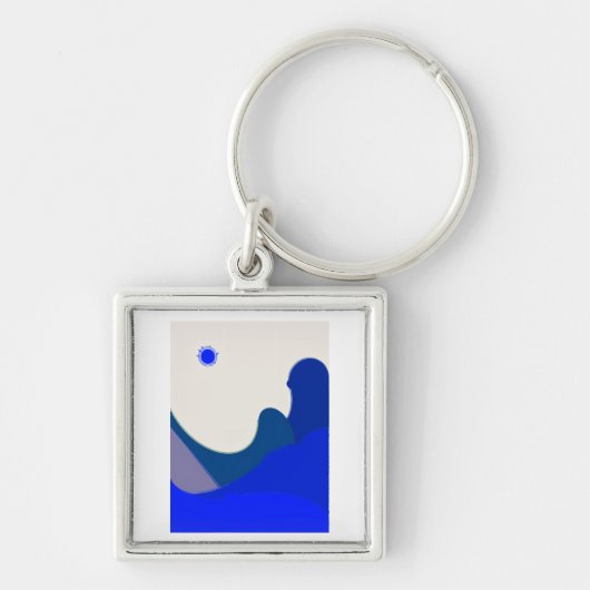 Porte-clés Vagues Bleues Abstrait (Devant)