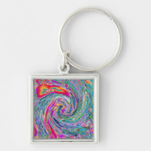 Porte-clés Vagues de couleur de fleurs psychédéliques florale