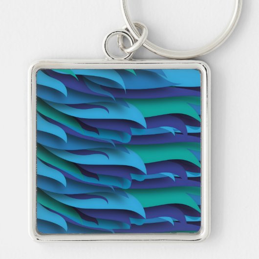 Porte-clés Vagues de différentes couleurs du bleu au vert (Devant)
