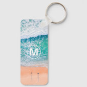 Porte-clés Vagues de plage, monogramme blanc dans un cercle (Verso)