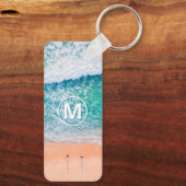 Porte-clés Vagues de plage, monogramme blanc dans un cercle (Verso)