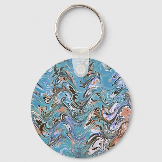 Porte-clés Vagues en bleu acrylique pour l'art Abstrait (Recto)