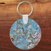 Porte-clés Vagues en bleu acrylique pour l'art Abstrait (Recto)