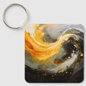 Porte-clés Vagues modernes en marbre abstrait doré (Recto)