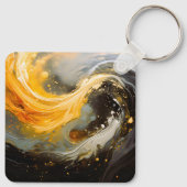 Porte-clés Vagues modernes en marbre abstrait doré (Dos)