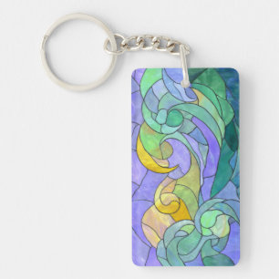 Porte-clés Vagues océaniques en verre coloré Artistique paste