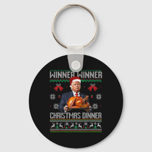 Porte-clés Vainqueur du dîner de Noël Père Noël Trump Ugly Sw