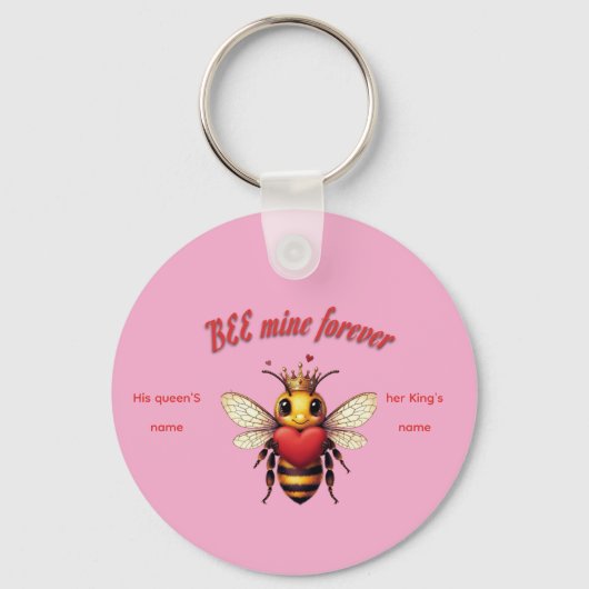 Porte-clés Valentin drôle de jeu de mots abeille (Recto)