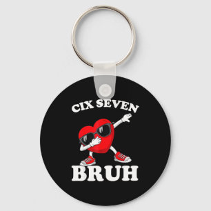 Porte-clés Valentin Drôle Six Sept Bruh Mème 67 Cœur Amour