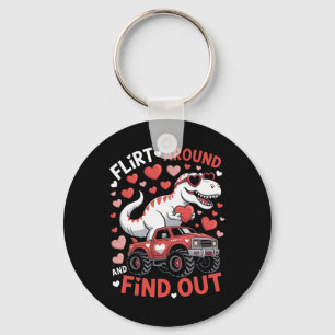 Porte-clés Valentine Dinosaur Monster Truck Flirte Autour Et 