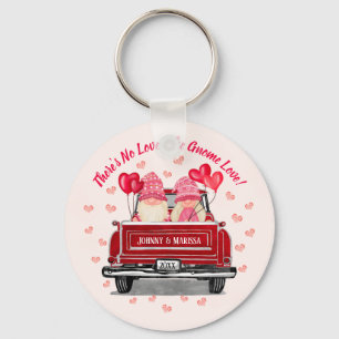 Porte-clés Valentine Gnome Love Pink Hearts Noms Dessous de v