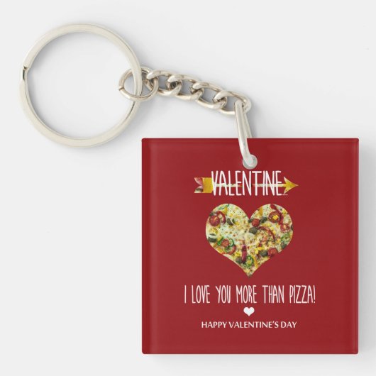 Porte-clés Valentine, je t'aime plus que la pizza (Devant)