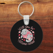 Porte-clés Valentine Manatee Cute Animal Hearts Will You Be M (Recto)