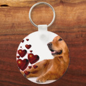 Porte-clés Valentine Red Hearts Golden Retriever Chien (Recto)