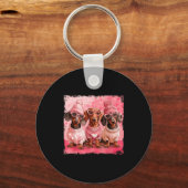 Porte-clés Valentine’s Day Dog Cute Dachshund Dogs For Dog Mo (Recto)