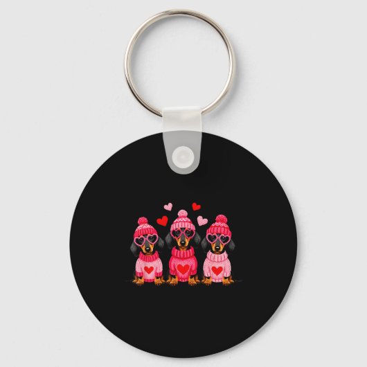 Porte-clés Valentine’s Day Dog Cute Dachshund Dogs For Dog Mo (Recto)