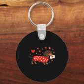 Porte-clés Valentine’s Day Dog Cute Dachshund Dogs For Dog Mo (Recto)