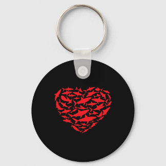 Porte-clés Valentine Sharks Heart Sea Animal Lover Ocean Wild