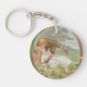 Porte-clés Valentine vintage douce innocente, Kate Greenway