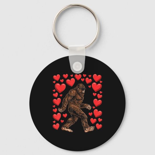 Porte-clés Valentines Day Bigfoot Red Hearts Funny Sasquatch  (Recto)