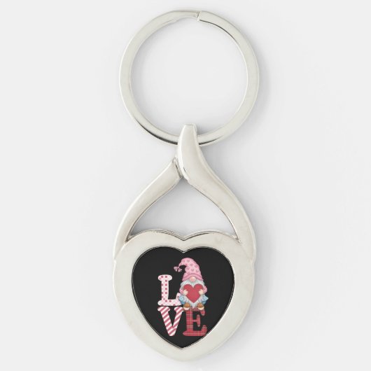 Porte-clés Valentines Day Gnome Love Couple Cadeaux pour elle (Devant)